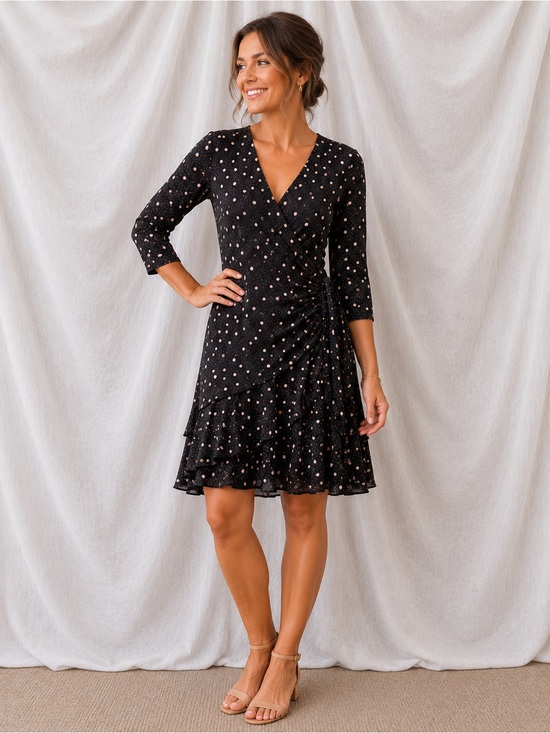 Robbie Bee Classic Black Dress with Crossover Bodice