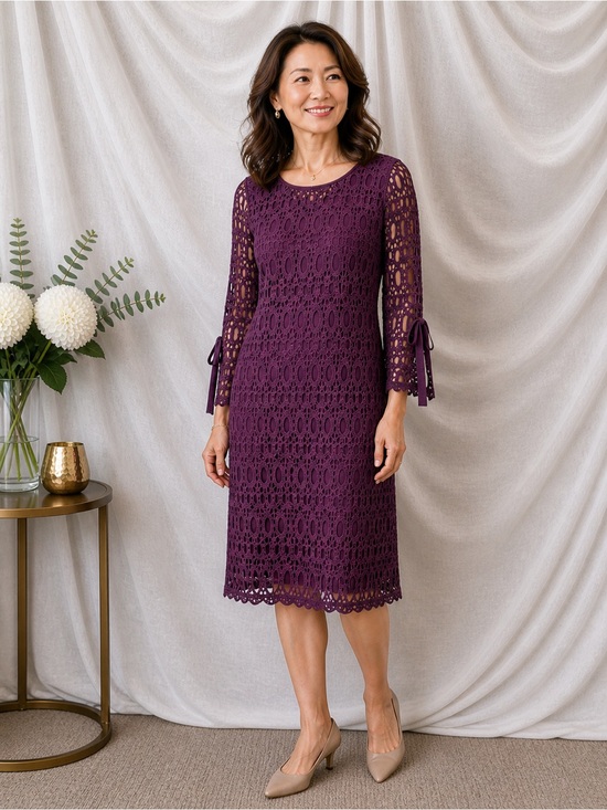 R&K Deep Purple Crochet Overlay Dress