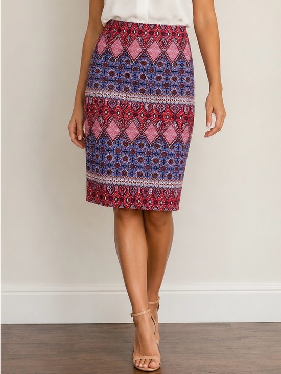Hot Kiss Red and Blue Patterned Skirt