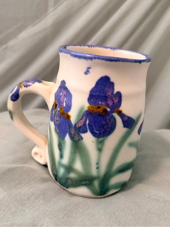 Vintage Pottery by Clouds - Hand-Painted Purple Iris Pattern