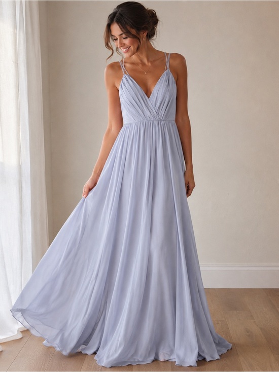 Azazie Pale Blue Crisscross-Back Chiffon Gown