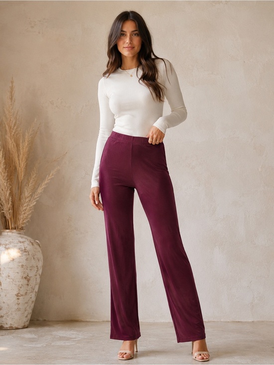 Chico’s Travelers Wide-Leg Pants in Plum