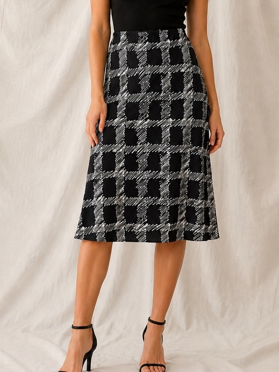 New York & Company Black and Tan Lined Skirt