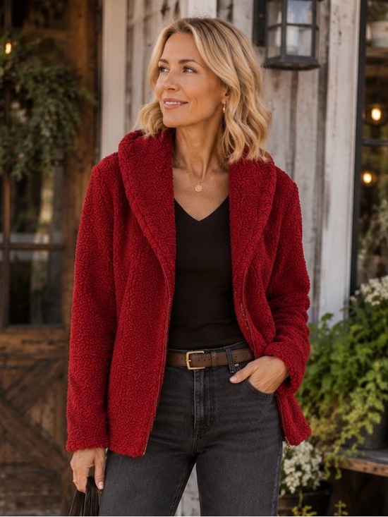 J. Jill Vibrant Red Teddy Jacket
