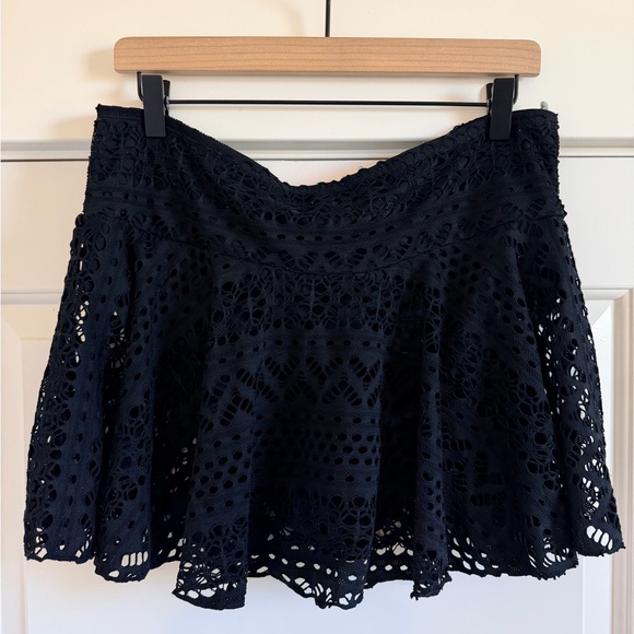 Black Crochet Swim Skirt