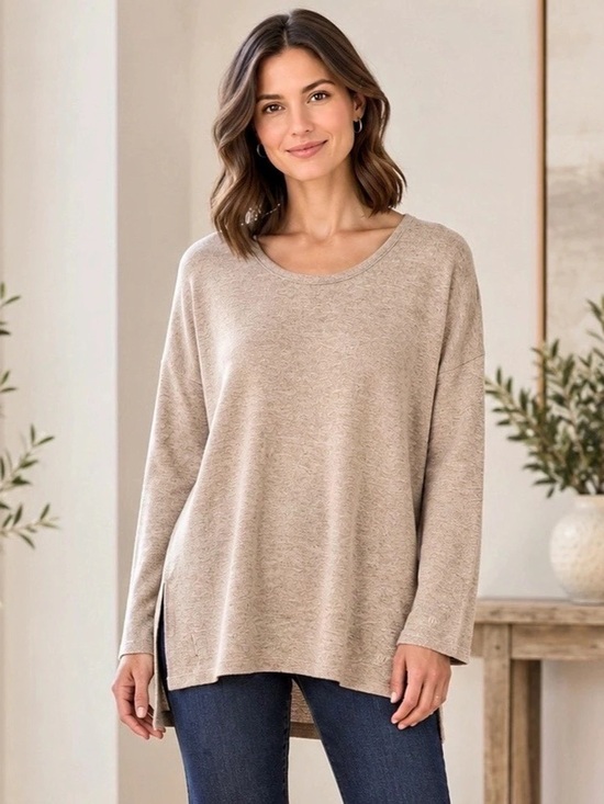 Banana Republic Long Sleeve Scoop Neck Pullover Tunic Top Brown Medium