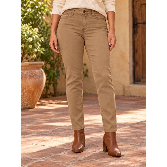 Liz Claiborne Tan Sara Slim Leg Mid-Rise Straight Leg Jeans