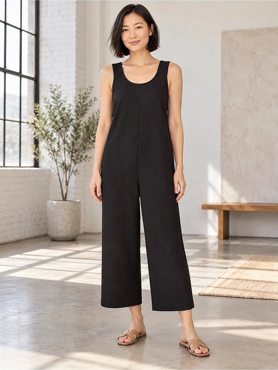 Madewell Texture & Thread jumpsuit Black Wide Leg Jumpsuit Size XS